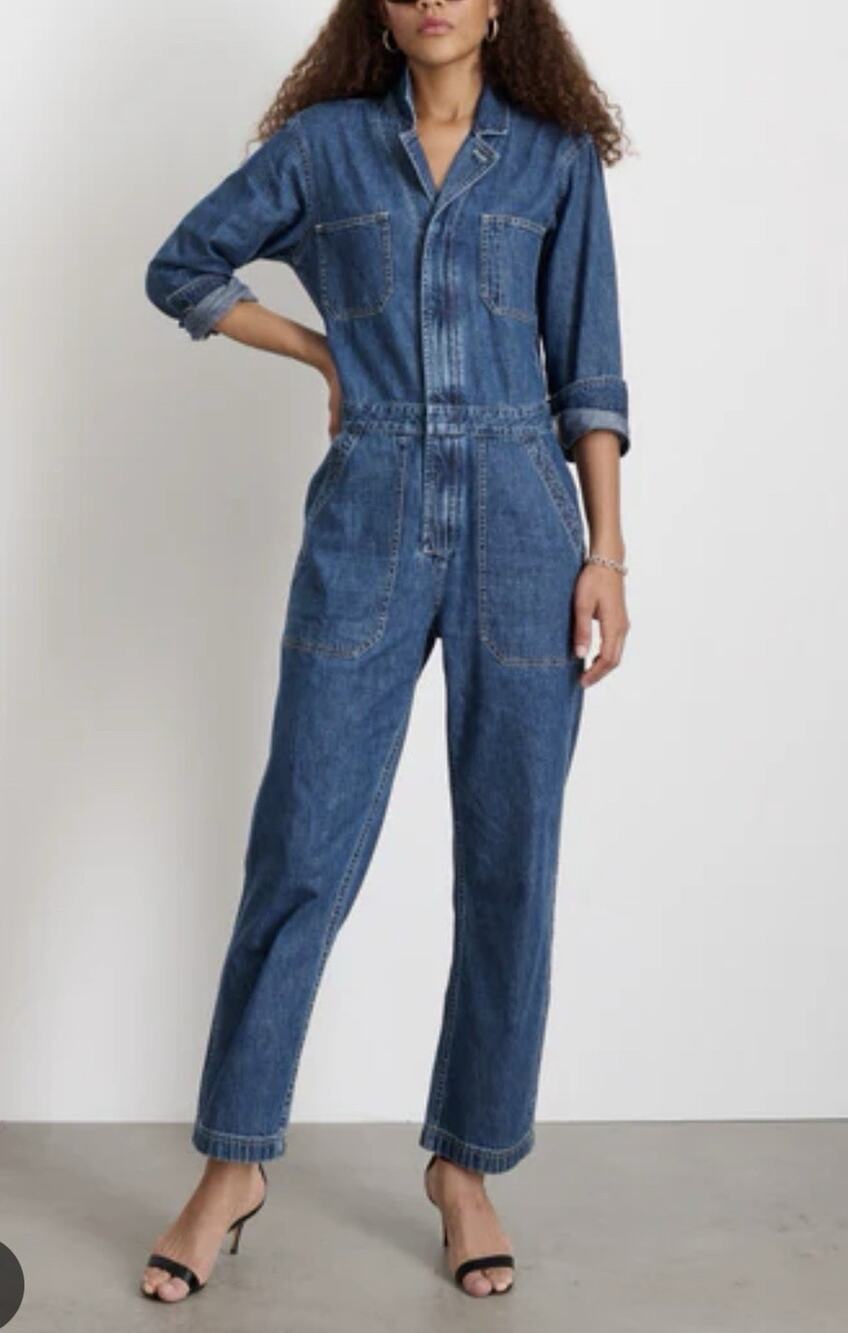 Alex Mill Shoreditch Denim Jumpsuit Blue Wash Utility Minimalist Modern XS